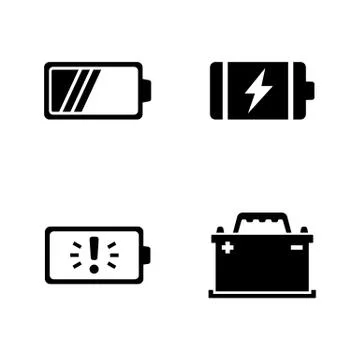 Batteries. Simple Related Vector Icons Stock Illustration