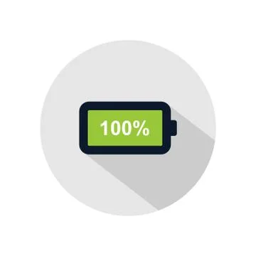 Battery 100% charged icon vector, Full charging battery illustration, power b Stock Illustration