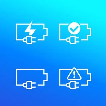Battery and electric plug vector icons Stockillustratie