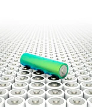 Battery array and single supercapacitor Stock Illustration