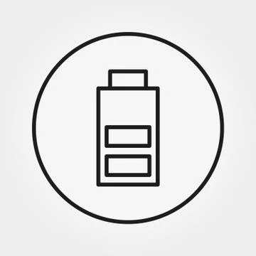 Battery with an average charge. Icon. Line Stock Illustration