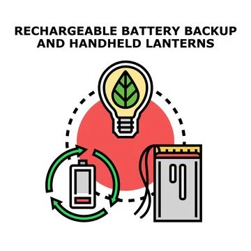 Battery backup system renewable energy concept design Stock Illustration