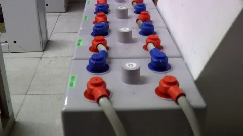 Battery, big power unit on server room. Video stock 82796913