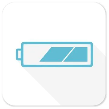 Battery blue flat icon Stock Illustration