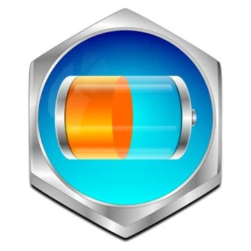 Battery Button - 3D illustration Illustrazione stock