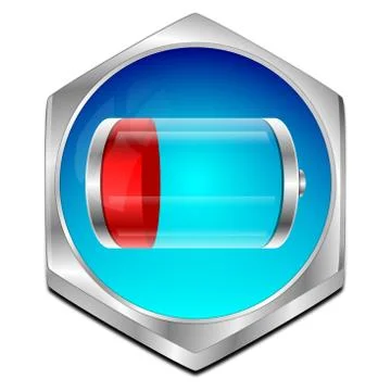 Battery Button - 3D illustration Illustrazione stock