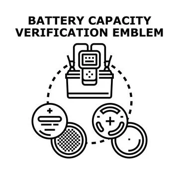Battery capacity verification emblem concept illustration Stock Illustration
