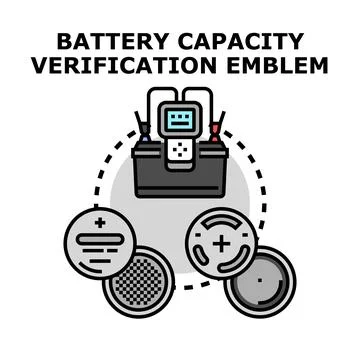 Battery capacity verification emblem concept illustration Stock Illustration