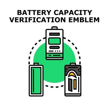 Battery capacity verification emblem concept icon illustration Stock Illustration