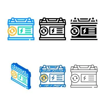 Battery car color icon vector variations Stock Illustration
