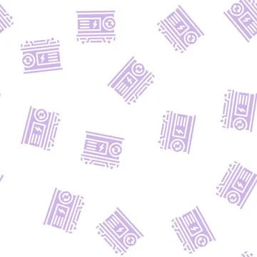 Battery car glyph vector seamless pattern 스톡 일러스트