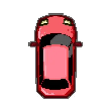 Battery car top view pixel art vector illustration Stock Illustration