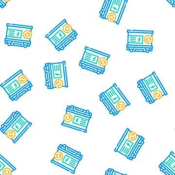 Battery car vector seamless pattern Illustrazione stock