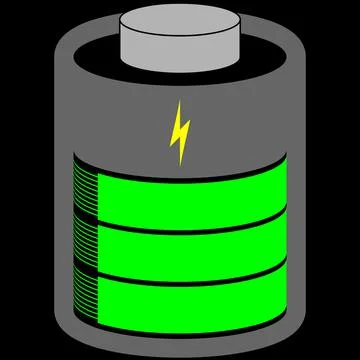 Battery cell fully loaded with green status bar Stock Illustration
