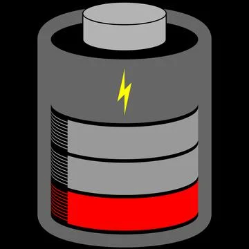 Battery cell low loaded with red status bar Stock Illustration