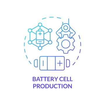 Battery cell production blue gradient concept icon Stock Illustration