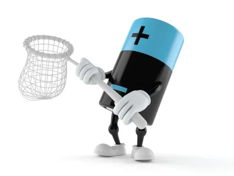 Battery character holding net Stock Illustration