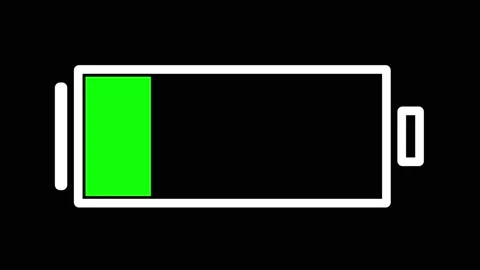Battery charge animation in a black background. rechargeable technology. Vidéo 223106543