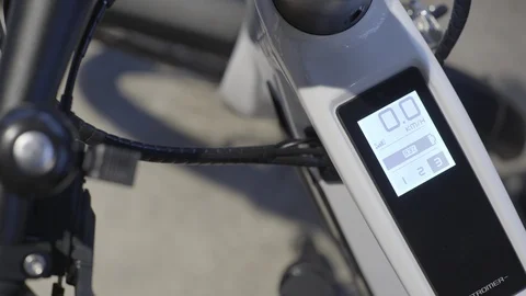 Battery Charge on a electric bike, Energy saving 1 Stock Footage