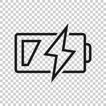 Battery charge icon in flat style. Power level vector illustration on white i Ilustração Stock