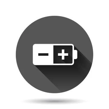 Battery charge icon in flat style. Power level vector illustration on black r Stock Illustration