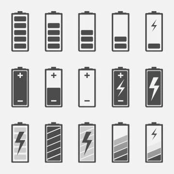 Battery charge icons - vector illustration. Stock Illustration