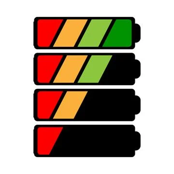 Battery charge indicator icons in vector graphics Illustrazione stock