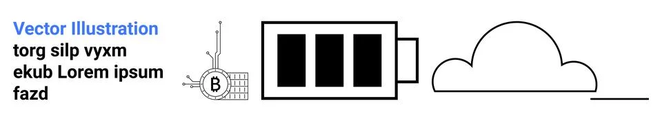 Battery Charge Level with Cloud Connection and Circuit Elements for Technol.. Stock Illustration