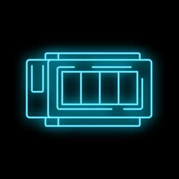 Battery charge level displaying full power neon icon Stock-Illustration