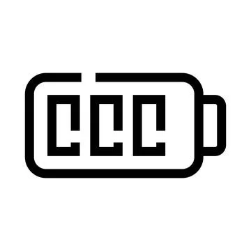 Battery charge level icon indicating full power Ilustração Stock
