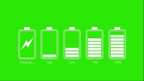 Battery Charge Level Icons Animation, Flat Style Battery Charging Animated Stock Footage 311819962