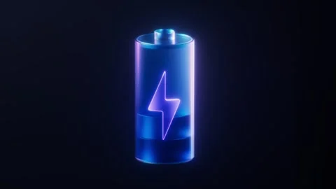 Battery charge level increasing animation with a glowing lightning bolt sym.. Stock Footage 332150757