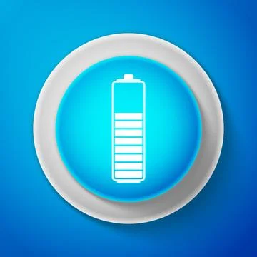 Battery charge level indicator icon isolated on blue background. Circle blue Stock Illustration