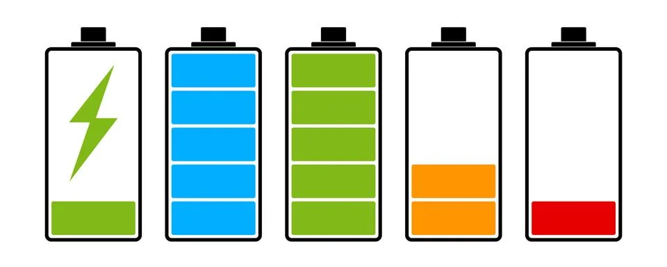 Battery charge level indicator. Set of battery icon. Vector illustration. Stock-Illustration
