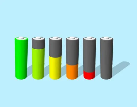 Battery charge level indicators set. Vector colorful illustration. Иллюстрация