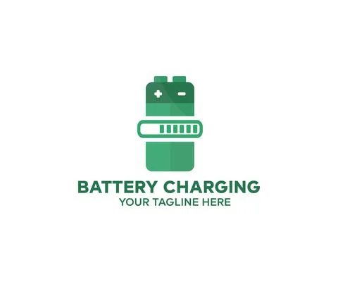 Battery charge level logo design. Battery vector design and illustration. Illustrazione stock
