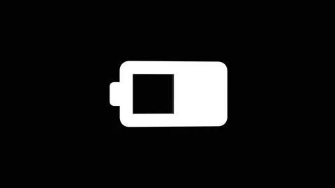 Battery charge mobile phone 3d icon rotation 4k animation sign on background Video stock 313485939