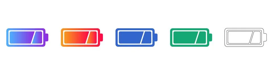 Battery Charge Status Icon Set Stock Illustration