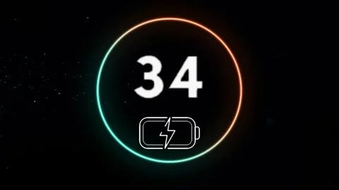 Battery Charge Status Icon showing 0 to 100 Percent with Neon Circle Stock Footage 279244908