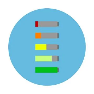 Battery charge status indicator - from low to full Stock Illustration