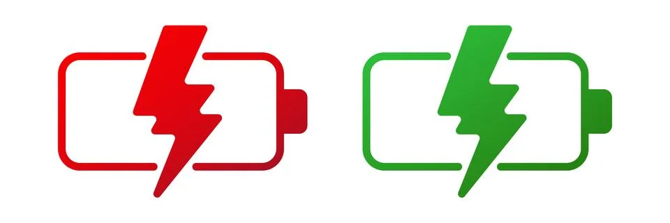 Battery charge Thunder Flash and Bolt Energy Vector Icon Logo Stock Illustration