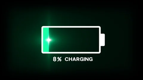 Battery charging 1-100% animation on tra... | Stock Video | Pond5