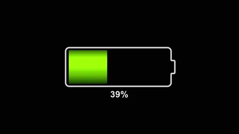 Battery charging 3D illustration with green battery loading status bar on a b Stock Footage