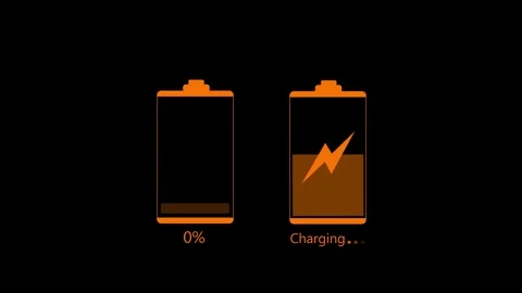 Battery Charging and Empty Icons Animation, Battery Charging Animation with.. Video stock 311820232