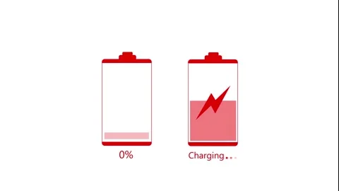 Battery Charging and Empty Icons Animation, Battery Charging Animation with.. Vídeos de archivo 311820248