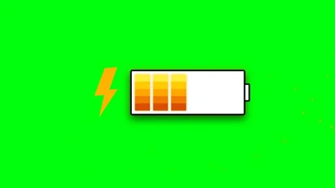 Battery Charging Animation with Lightning Bolt on Green Screen Background Stock Footage 336619444