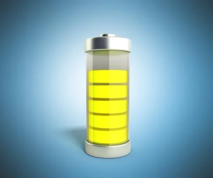 Battery charging Battery charge level indicators on blue 3d illustration Stock Illustration