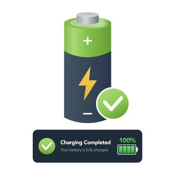 Battery charging completed UI notification vector illustration Stock Illustration