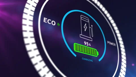 Battery charging digital display animation Stock Footage 229854618