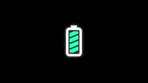 Battery charging digital vector sign neon green power battery Vídeo Stock 341276325
